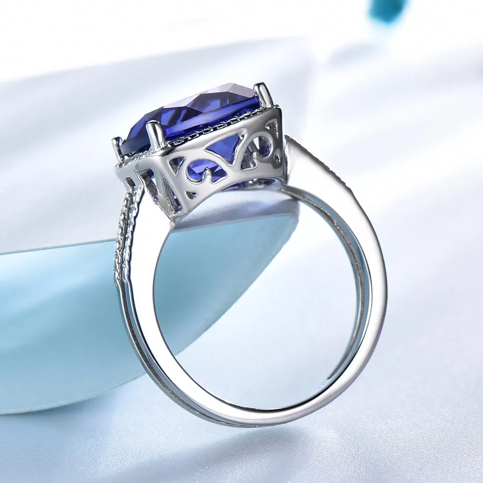 UMCHO Романтические кольца из танзанита с драгоценными камнями, 925 пробы серебряные кольца для женщин, подарок на помолвку, хорошее ювелирное изделие