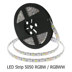 Светодиодные ленты 5050 RGBW Водонепроницаемый IP67/IP65/IP20 DC12V гибкие светодио дный света RGB + белый/теплый белый 60 светодио дный/m 5 м/лот освещение