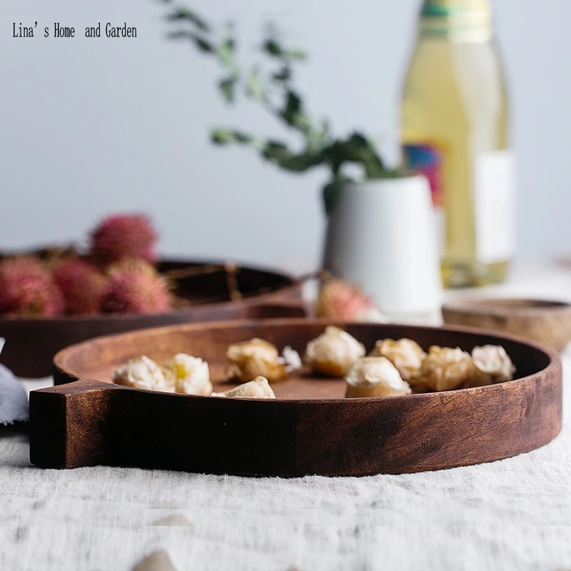 antique solid mango wood round tray with side handle (5)