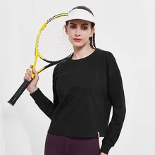 BESGO Письмо печати Для женщин упражнений короткий хлопковый свитер Детский круглый воротник; Слим посадкой дышащая женская уличная обувь для бега Sportshirt