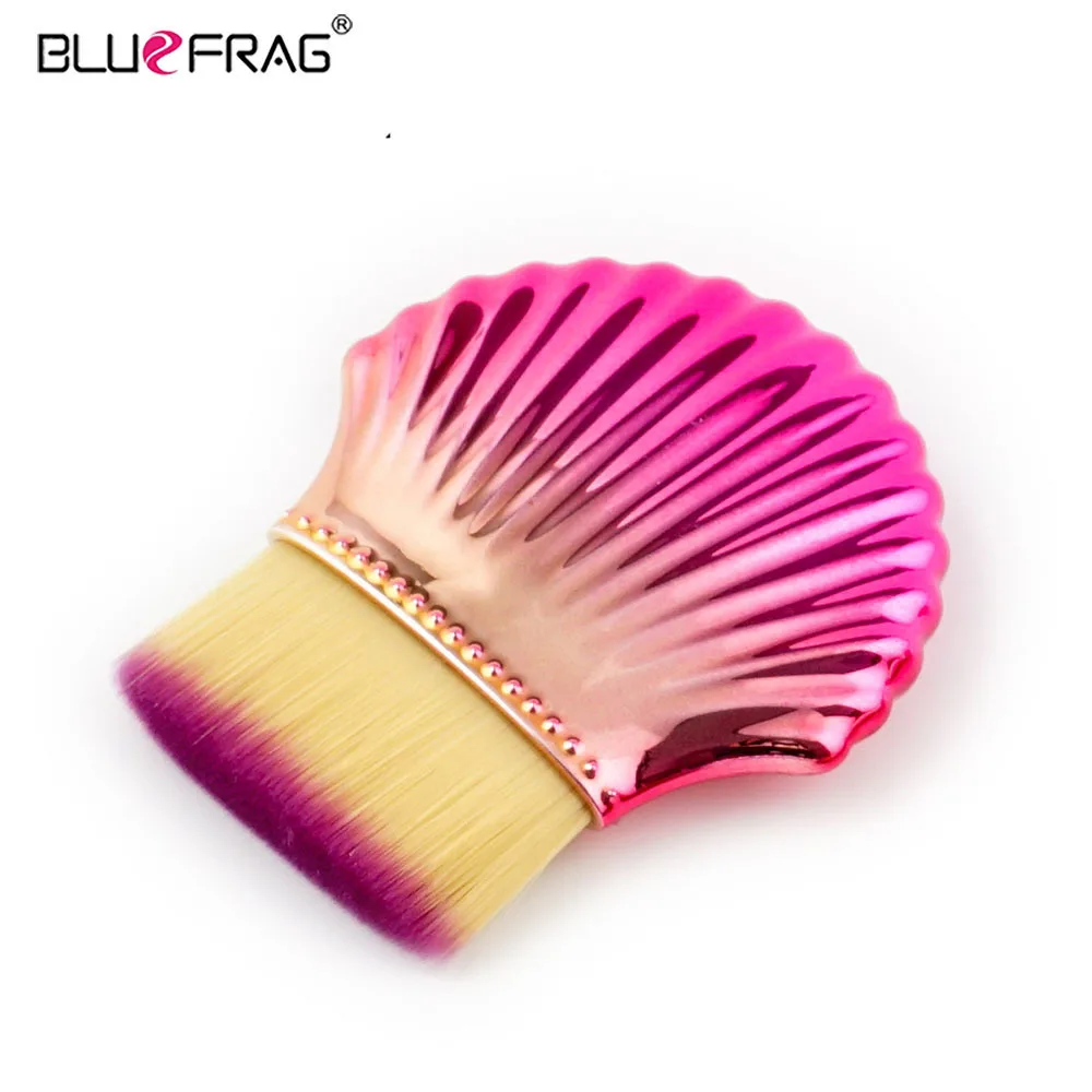 BLUEFRAG New Makeup Brush 3pcs Foundation Colorful Gold Seeshell Handle Violet/Yellow Super Soft Hair Flat Angle Powder Brushes|new makeup