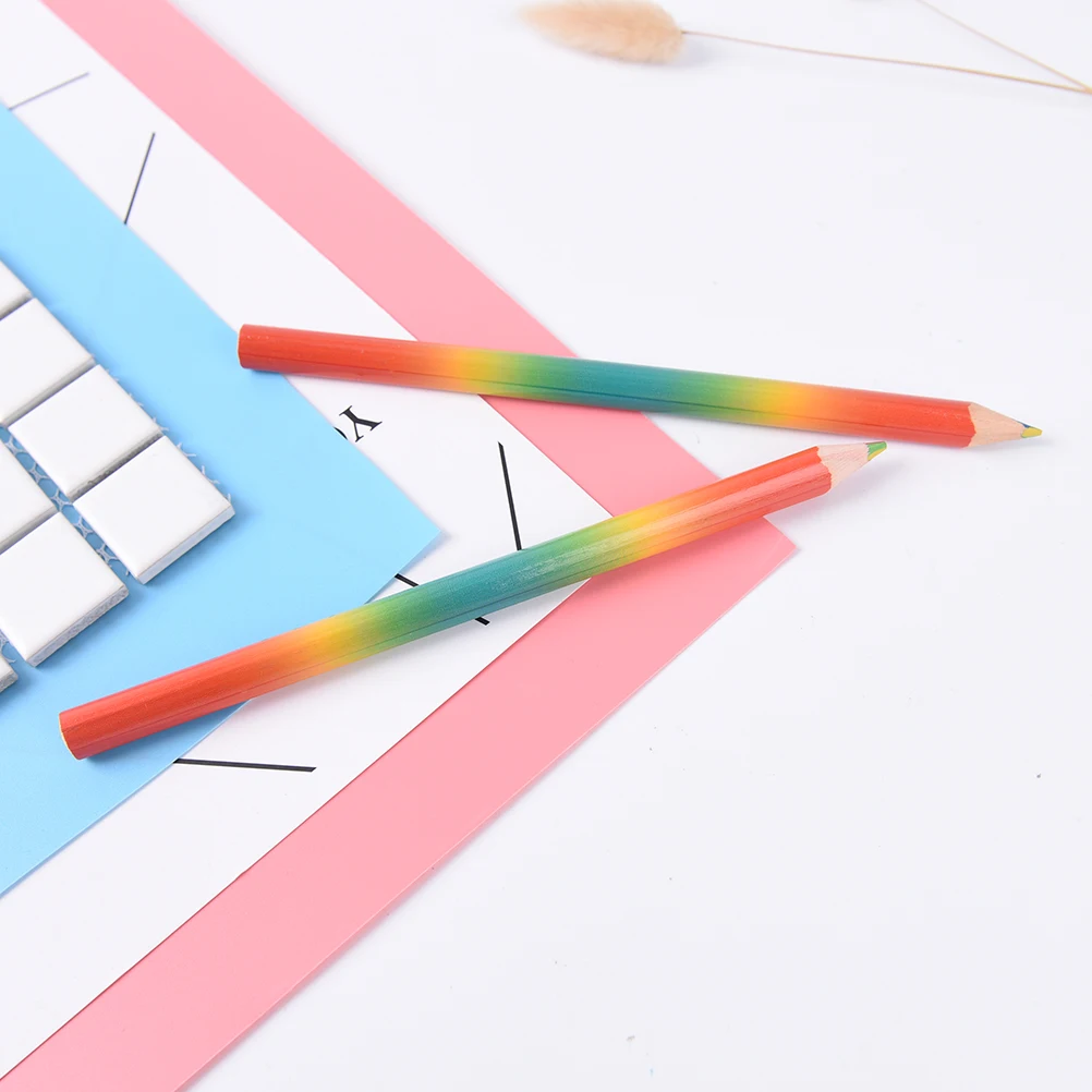 2pcs/lot ranbow color Professionals Fixed Colored Pencils small fresh Iridescent Pencils Sets Children