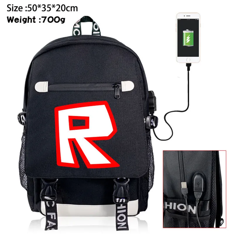 

Roblox Game Anime Backpack Knapsack Rucksack Travel School Bag Rucksack Boy Girl Book Bag Day Pack USB Port Black Front Zipper