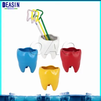 

2 Pcs Tooth Shap Pastoral Style White Ceramic plant Pots Teeth model Flowerpot Flower Garden Pots Pencil Vase Dental gift