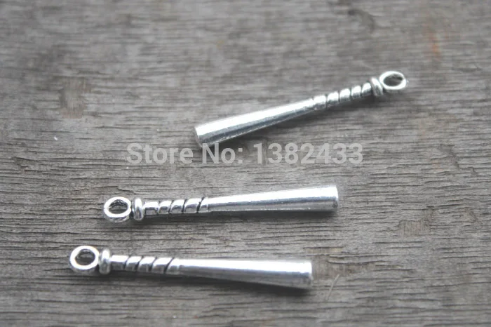 

15pcs--Baseball Bat Charms, Softball Bat charm, Antique Tibetan Silver 3D Baseball Bat charm pendants 35x5mm