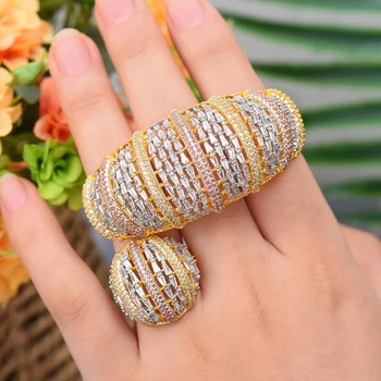 

GODKI Luxury Geometry Nigerian Bangle Ring Sets Dubai Gold Jewelry Set For Women Wedding African brincos para as mulheres 2018