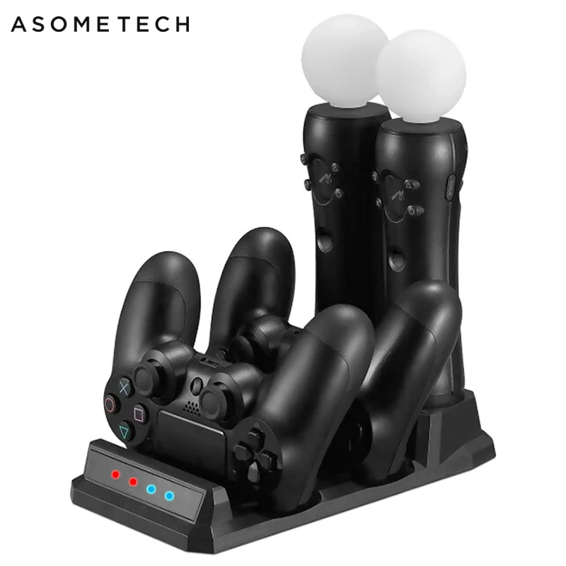 

4 in 1 Charging Dock For PS4/PS4 Slim/PS4 Pro Controller Charger Stand for PS Move Charge Station For Sony Playstation 4 Pro P4