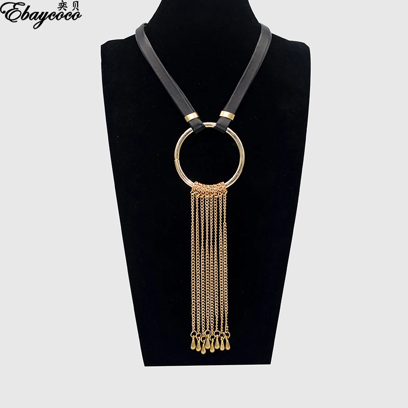 EBAYCOCO 2018 large tassel Glue Leather rope women necklace lady jewelry lover gift Ethnic retro style choker 3 colors