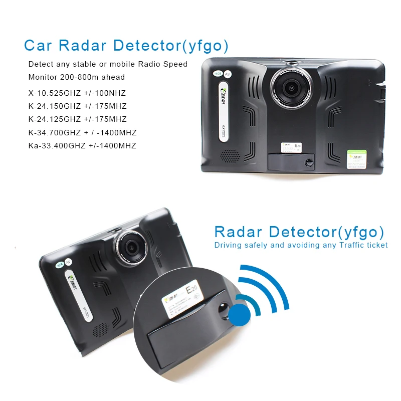 IaotuGo 7 дюймов Android gps детектор радаров планшет DVR навигатор Wifi AV IN FM 16G 512 M объектив 170