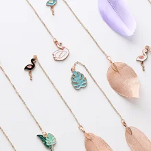 1 шт. креативные Мультяшные перья вечный цветок кулон выдолбленные листовые вены металлические закладки студенческие Изысканные Подарки канцелярские принадлежности