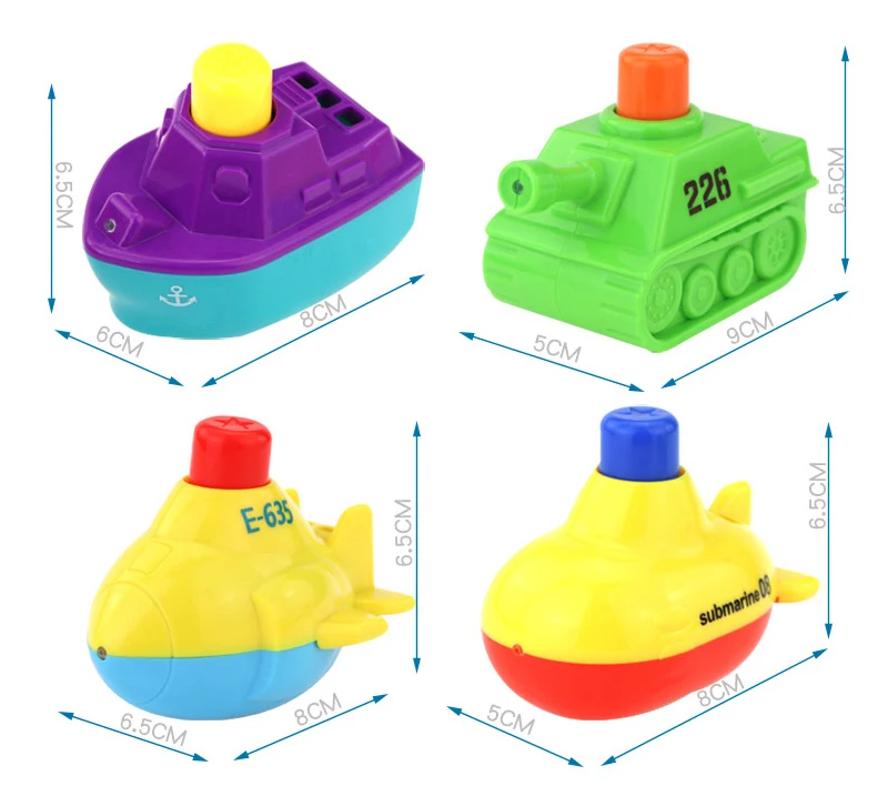 Игрушки для ванны с дикими фруктами, милая пластиковая маленькая лодка, в форме подводной лодки, спрей для воды, детская игрушка в ванную игрушки для плавания, подарок для детей