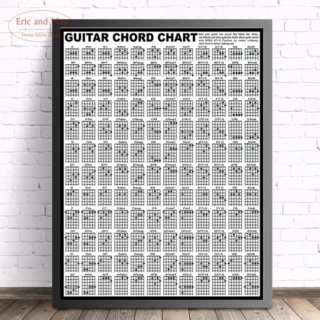 Guitar Chord Chart Large Size Wall Art Canvas Painting Poster For Home Decor Posters And Prints