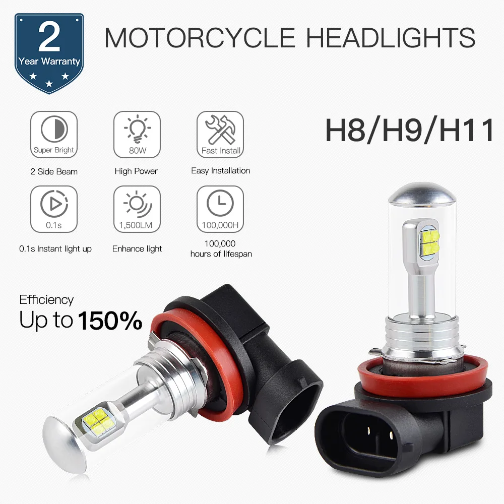 NICECNC 6500K 12V 80W/пара H11 Светодиодная лампа для BMW R1200R Aprilia Pegaso 650 Factory Trail RS125 RSV1000R Tuono