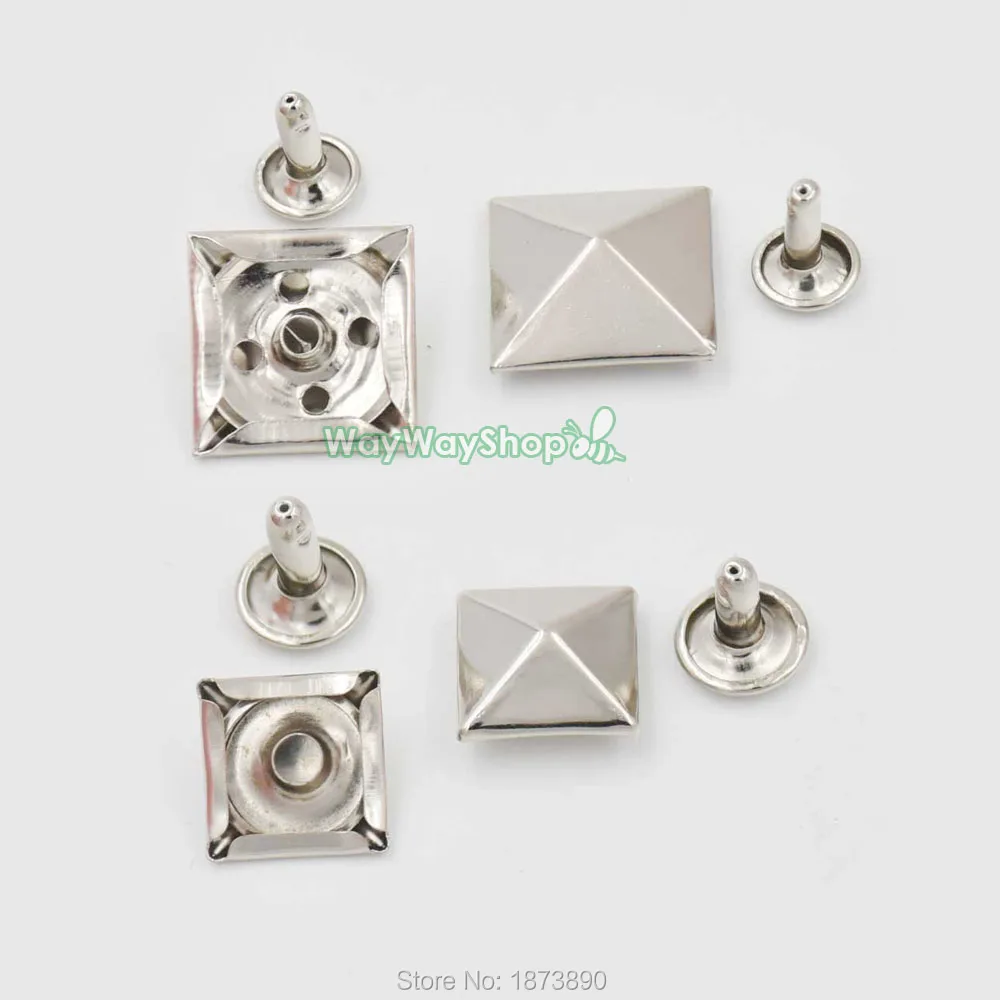 

100 PCS 12mm 18mm 1/2" 3/4" Pyramid Rapid Rivets Stud for bag shoes clothes Leather Nickle Iron