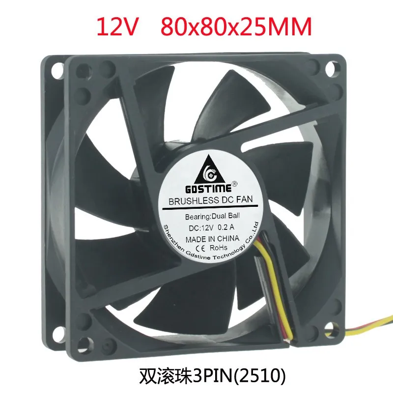 DC 12V 8CM 80X80X25 8 cm True 3pin vehicular speed FG power cooling fan | Компьютеры и офис