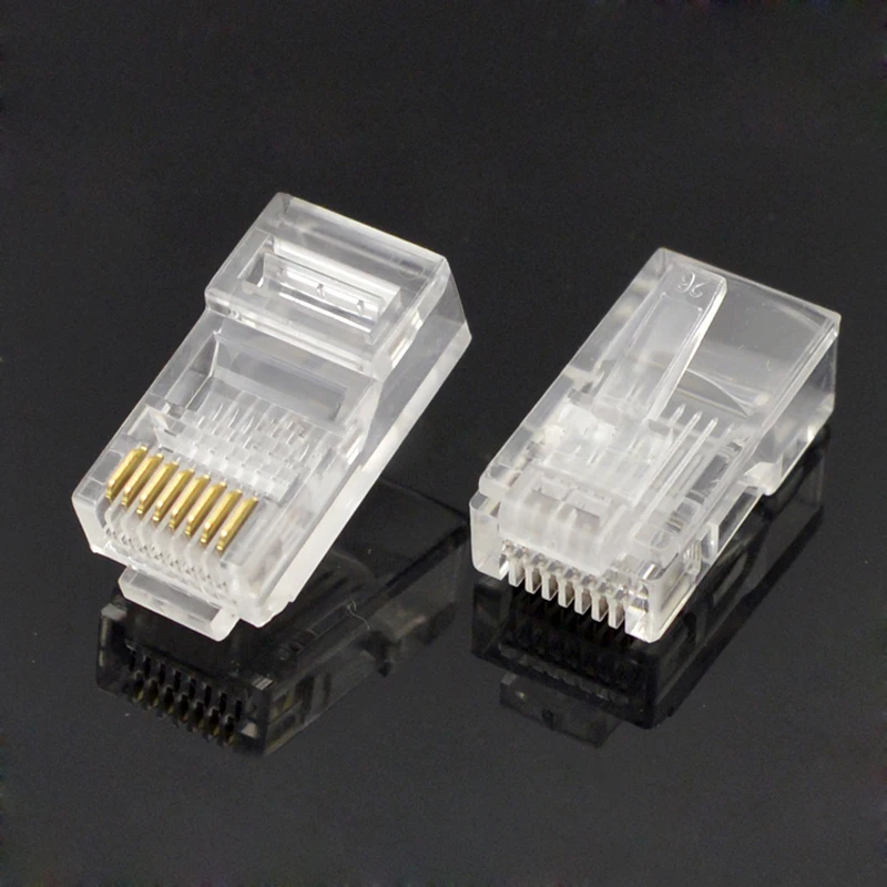 200 шт. высокое качество RJ45 разъем Кристалл глава 8P8C компьютерной сети RJ45 разъем PC Материал позолоченные