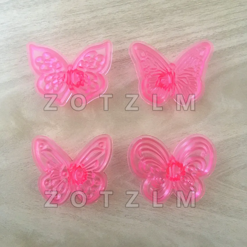 

4 pcs/lot 4 Different Butterfly Shape Plastic Cookie Mold Biscuit Pastry Fondant Pressing Tools Cake Decorating Supplies SLP135