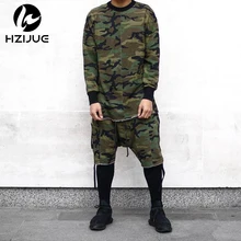 HZIJUE, длинный рукав, качественная модная мужская футболка, футболка, Канье, камуфляж, хип-хоп, swag skate, брендовая одежда tyga