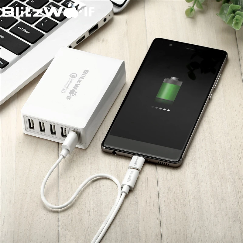 BlitzWolf BW-A2, 2 шт./лот, Micro USB для usb type-C, USB C, адаптер для мужчин и женщин, преобразующий разъем для Xiaomi, для телефонов huawei