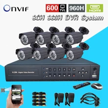 HD 8ch CCTV System Security waterproof day Night Camera 8 channel 960H D1 recording DVR video surveillance System kit HDMI 1080P