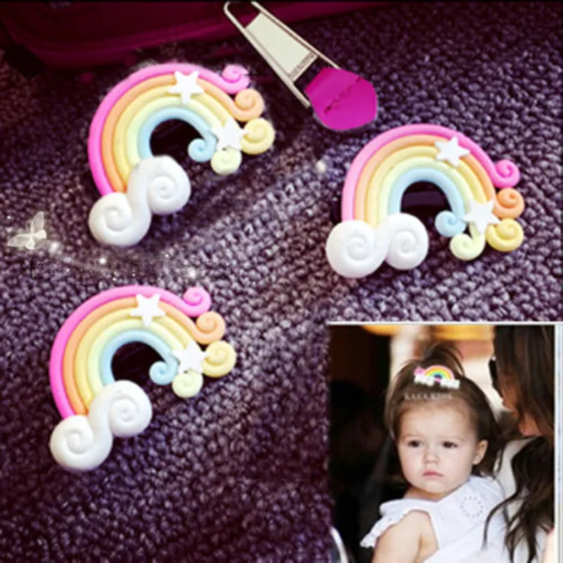 

1Pc Girls Cute Rainbow Hairpins Kids colorful Sweet Hairgrips Cloud Hair Clips Hair Styling Tool Headwear Decorated Accessories