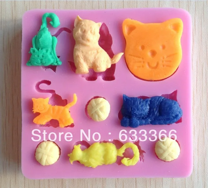 Free shipping 1Pcs Cartoon cat Chocolate Candy Jello silicone Mold Mould cake tools Bakeware sugar craft CCC075 |