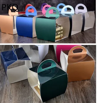 

30Pcs Single Cupcake Packaging Box Color Cake Box With PVC Window Cookies Muffin Paper Boxes Party Supplies 10x10x9.5cm