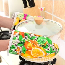 Нескользящая кухонная принадлежность, микроволновая печь изоляция Утепленные перчатки хлопчатобумажная печь для выпечки перчатки термостойкие варежки