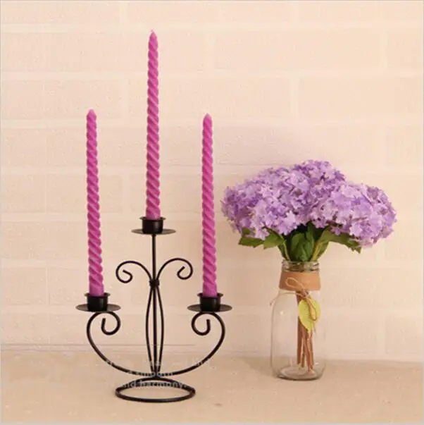 Image 12pcs Taper Twisted Smokeless candle set 20cm threaded restaurant long candles wax for Dinner table  Wedding party decoration