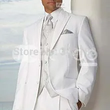 Лидер продаж, белые смокинги для жениха/мужские свадебные костюмы/Одежда для выпускного вечера/мужские свадебные костюмы(пиджак+ брюки+ галстук+ жилет) A 3175