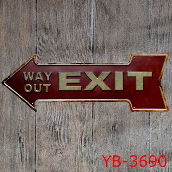 

NEXT WAY OUT Tin signs IRON Arrow SHAPE Wall Sticker Cafe Store Hotel Wall Decor House Garden decor sticker
