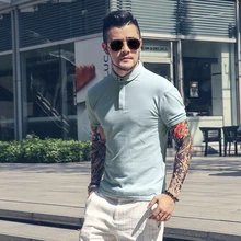 Новая мужская брендовая рубашка поло для мужчин, мужская хлопковая рубашка поло с коротким рукавом, Однотонная рубашка поло, Повседневная дышащая спортивная одежда PL003-2