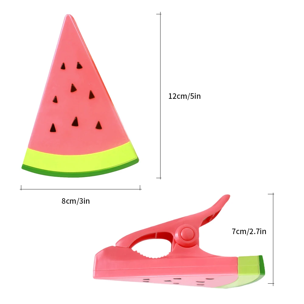 Пластиковый шезлонг в виде животных, пляжное полотенце, ветровые зажимы, колышки для шезлонга, зажимы для полотенец в форме животного, тканевые клипсы, сушильные стеллажи большого размера - Цвет: watermelon