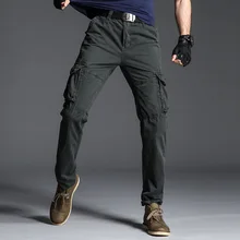 2019 Spring Fashions Men's Cargo Pants Casual Loose Multi Pocket Military Pants Long Trousers for Men Joggers Plus Size 29-40