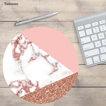 

Yuzuoan Pink Gold white marble Keyboard Gaming Round MousePads Size for 20X20CM And 22X22CM Speed Version Gaming Mousepads