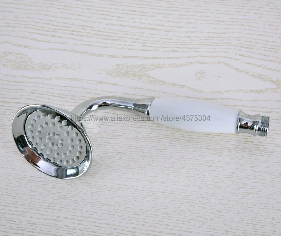 Polished Chrome white ceramic Bathroom Shower Head Water Saving Hand held Sprayer Tap Nhh016