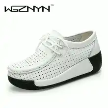 Женские туфли-лодочки обувь на платформе кожи на шнуровке Для Женщин Мокасины Creepers слипоны Женская повседневная обувь женщина Настоящее кожаные туфли W7