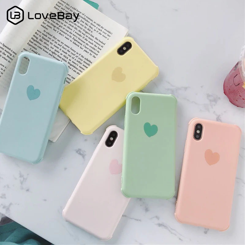 

Lovebay Soft Silicone Cases Cover For iphone 7 Case Mint Green Love Heart Shape Phone Case For iphone XS Max XR X 6 6S 7 8 Plus