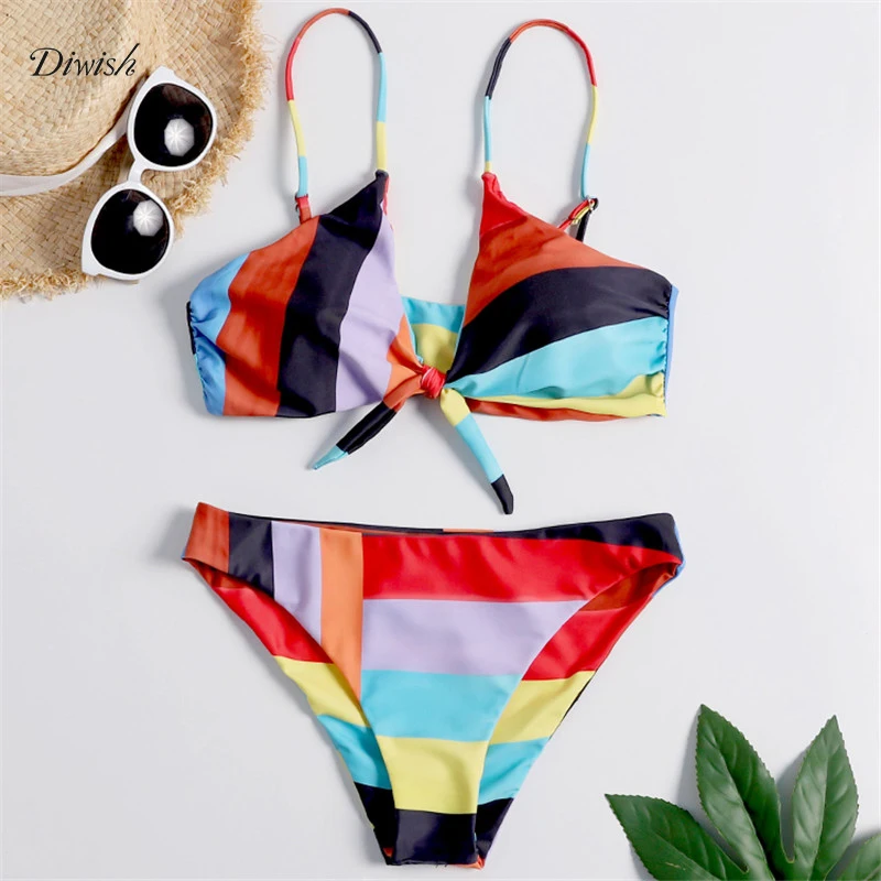 

Diwish Women Swimwear Geometric Print Women's Two Piece Swimsuit 2019 Sexy Bikini Girl Separate Swimsuit Bathing Suit Women
