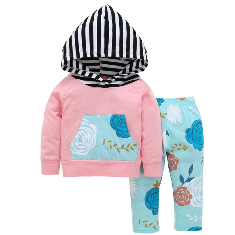 Toddler Baby Girls Autumn Winter Hooded Sweatshirts+Long Pants set