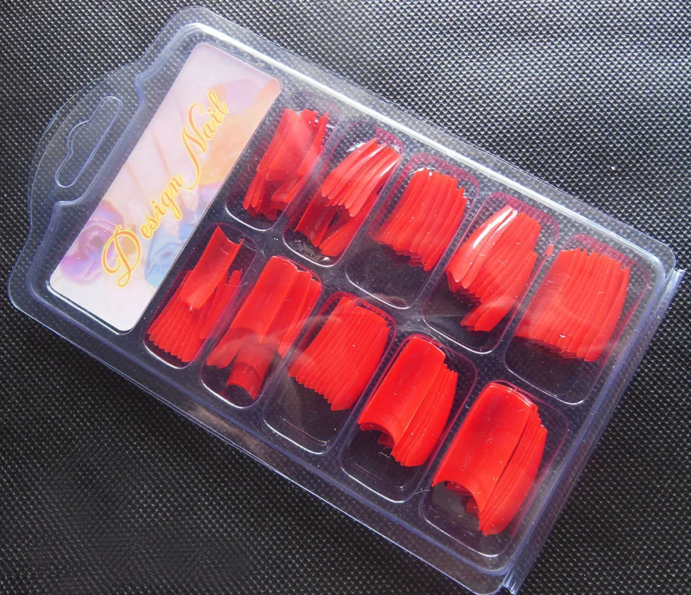 100 Adet K rm z Frans z T rnak Ipu lar Akrilik Yapay Yanl Nails 