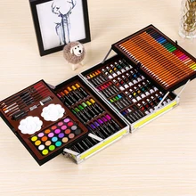 Набор для рисования из двух алюминиевых коробок, водный цвет с кисточкой, ручка, цветной свинец, портативный пигмент для рисования, товары для рукоделия