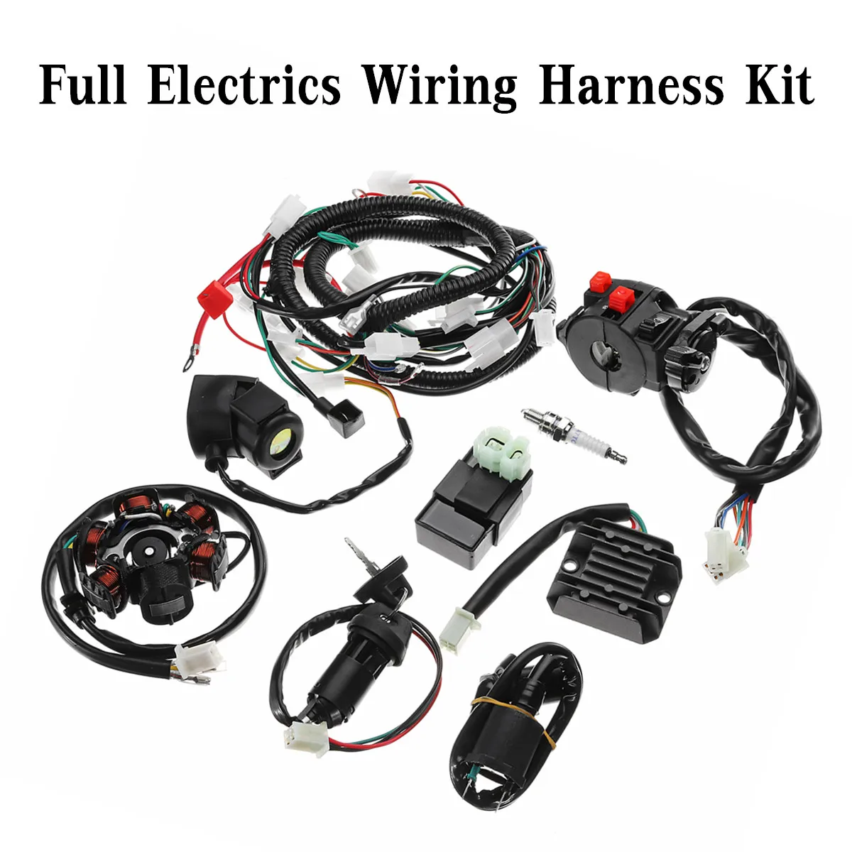 

Full Electrics Wiring Harness Loom CDI Coil For GY6 150CC ATV Quad Buggy Go Kart With Upgraded Multi-functional ATV Switch