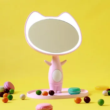 

KISS cat LED cartoon cute light mirror smart make-up mirror mirror comb table lamp valentine's day gift