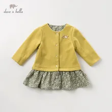 DB11638 dave bella/осеннее платье принцессы с милым бантом и цветочным рисунком для маленьких девочек детское модное праздничное платье детская одежда в стиле «лолита»