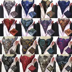 Для мужчин пейсли шелковый галстук Ascot галстук платок Pocket Square Set Много BWTHZ0238