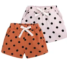 Льняные летние детские шорты; хлопковые шорты в горошек с героями мультфильмов для девочек; шорты для маленьких детей; пляжные короткие спортивные штаны; одежда для малышей