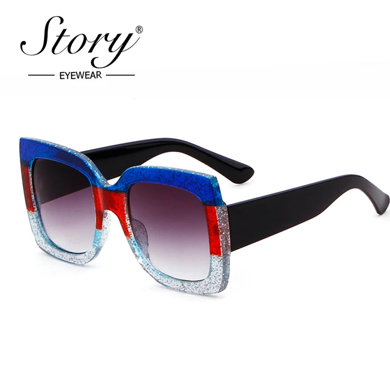 

STORY New 2018 Famous Brand Designer Women Sunglasses Oversized Female Sun Glasses For Woman Big Frame Colorful UV400 Shades GG