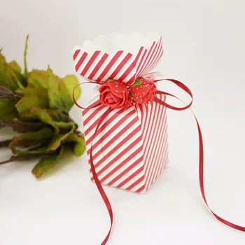 

100PCS vase Kraft Paper Boxes Candy Box Wedding Favors Gift with ribbon with flower Party Birthday Baby Shower Supply