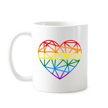 

LGBT Stippling Rainbow Gay Lesbian Transgender Bisexuals Support Mug White Pottery Ceramic Cup Milk Coffee With Handles 350 ml